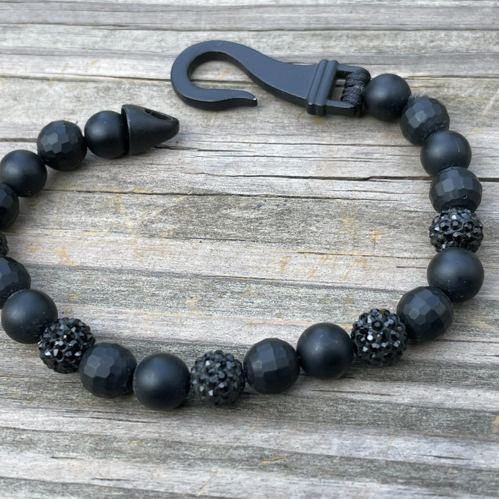Nordstrom Rack Bracelet Men Wristband Black beads - Picture 3 of 9